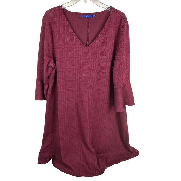 Apt. 9 Dresses & Skirts - Apt. 9 Women's Bell-Sleeve Shift Dress V-Neck Maroon Size XXL